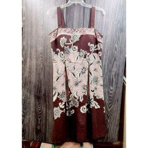 Madison Leigh (12) Pink and Brown Floral Sundress Adjustable Straps 97% Cotton
